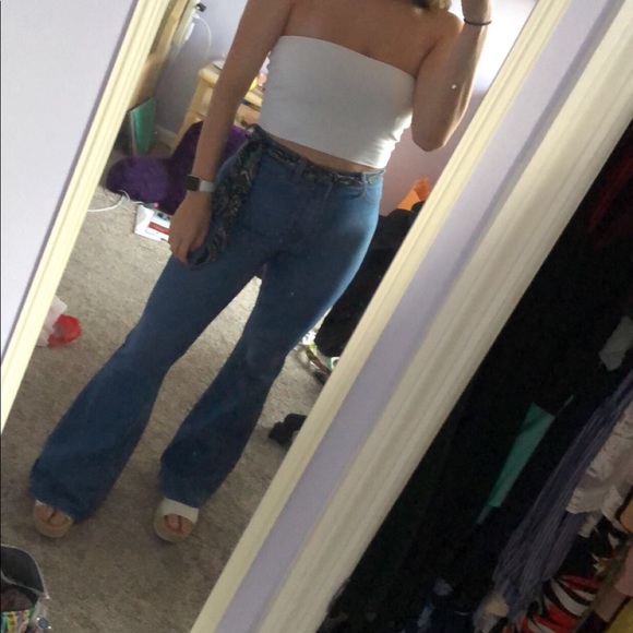 Vibrant Blue Flare Jeans - Picture 7 of 7